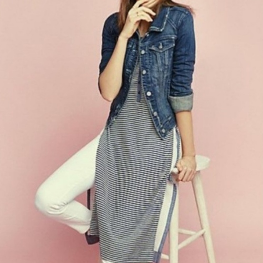 Postmark Anthropologie Striped Henley Split Tunic